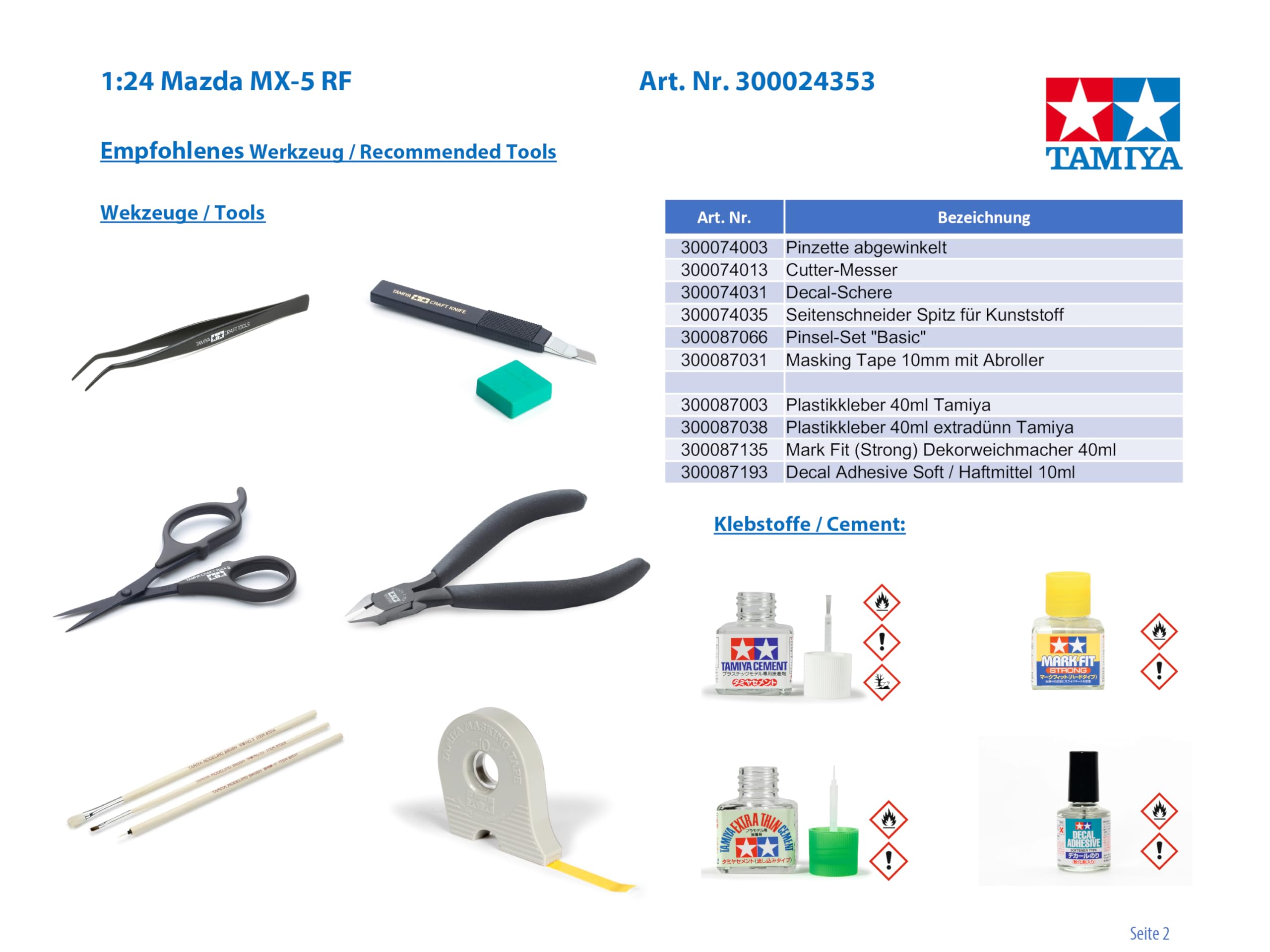 TAMIYA 24353 Mazda veicolo 1:24 MX-5 RF, riproduzione fedele all'originale, modellismo, kit di costruzione in plastica, fai da te, hobby, incollaggio, modellismo, assemblaggio, non verniciato, bianco