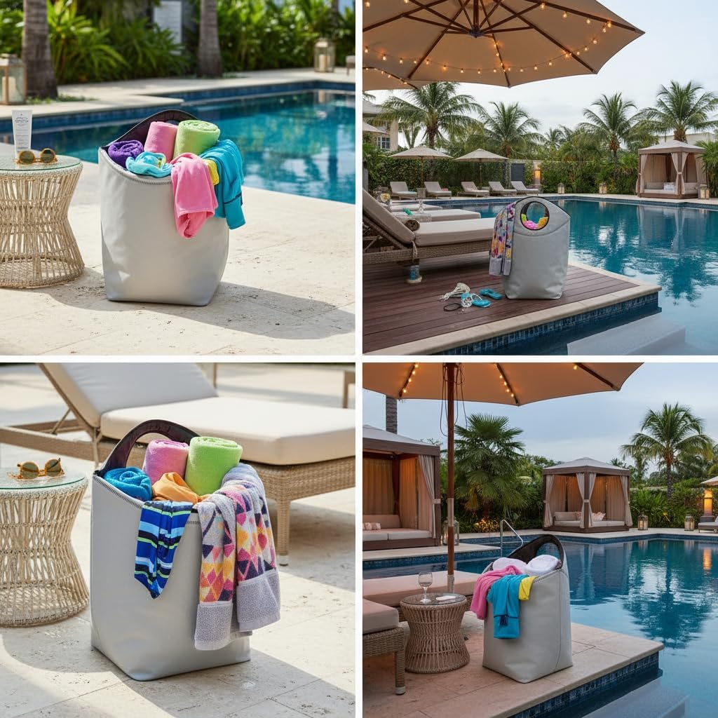 Foldable Storage Hamper Bag,Soft Padded Handle, Multi-Purpose Oxford Fabric Laundry Basket, Collapsible Storage Bag for Home, Bedroom, Dormitory, Travel & Outdoor 47L