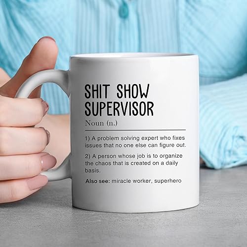 Miniatura 3 de -11 oz - Taza de café con definición de supervisor de mierda, divertida taza de Shitshow, humor sarcástico, padre, jefe, maestro, taza de regalo,