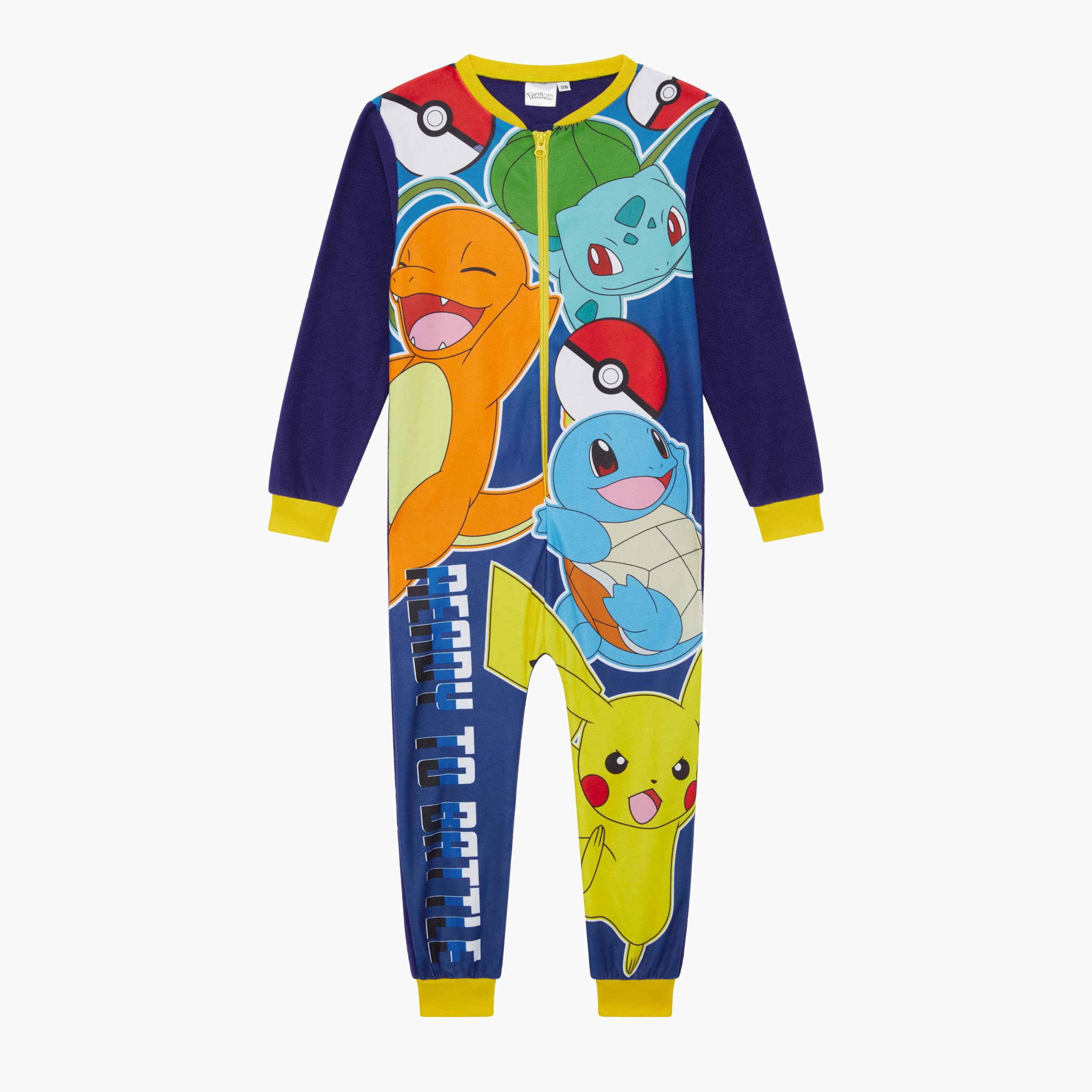 Pokémon, Boys or Girls Official Pokemon Onesie, Fleece Sleepsuit, Zip Up All In One Pyjamas for Kids, Blue, Age 9-10 Years