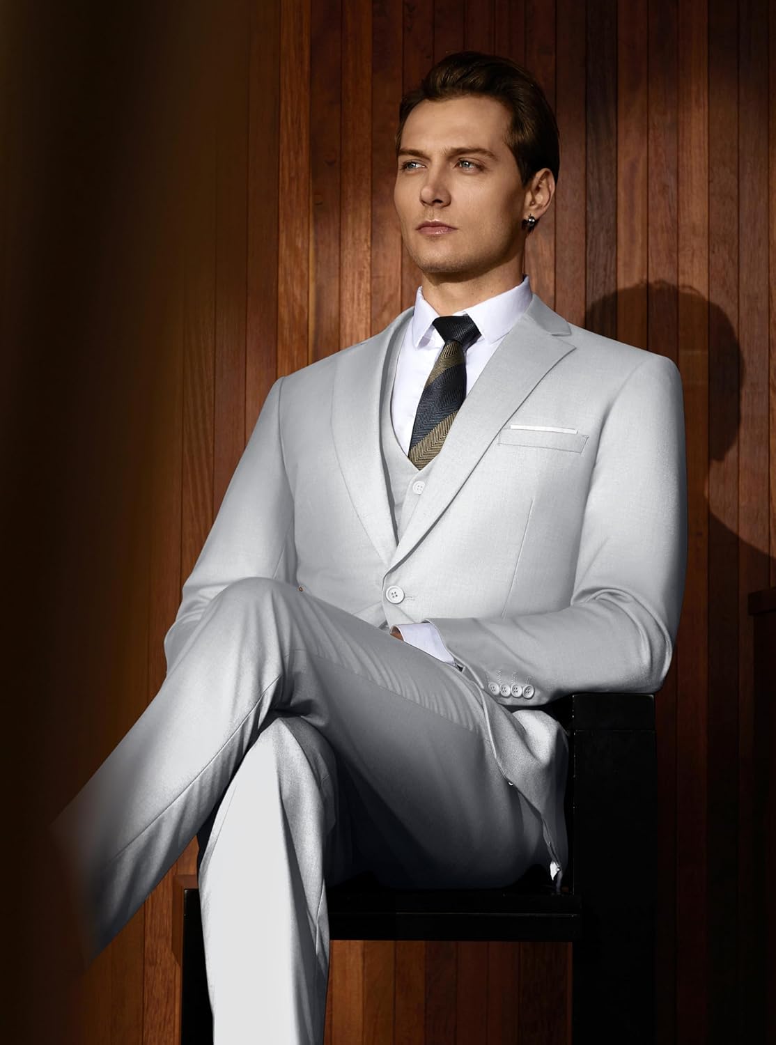 WULFUL Men’s Slim Fit Suit One Button 3-Piece Blazer Dress Business Wedding... - Picture 138 of 257