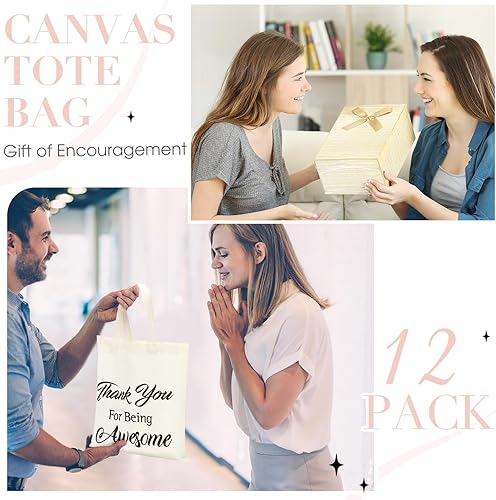 Miniatura 5 de Sweetude 12 piezas de regalos de agradecimiento a los profesores, bolsa de mano inspiradora, bolsa de tela de apreciación a granel, bolsas de lona