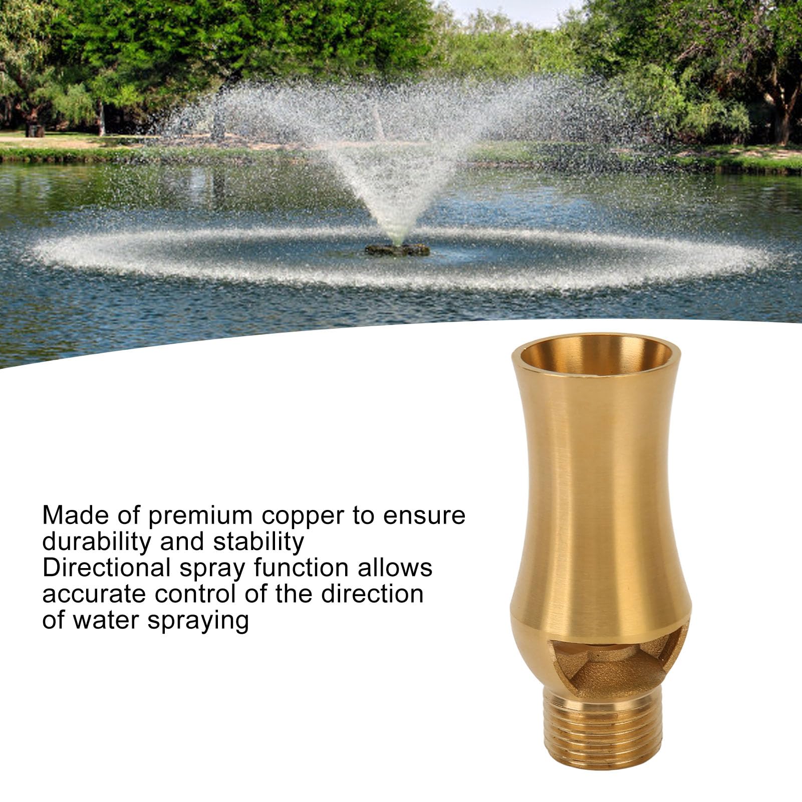 Ejoyous Boquilla para Fuente de Agua para Estanque, Cabezal Rociador de Cedro en Cascada con Torre de Hielo de Cobre, Boquilla para Fuente de Agua Ajustable de 90 Grados de 50 a 100 KPa para Jardín,