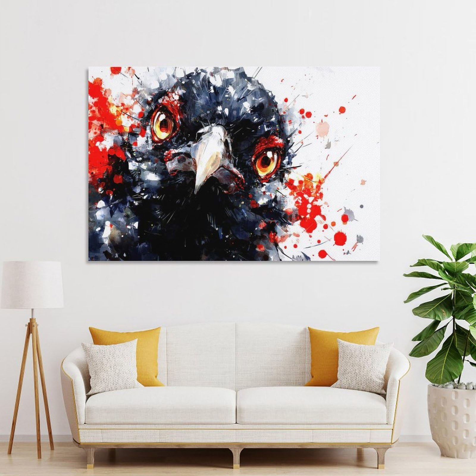Junmoney Aggressive Bird Portrait Home Decor Wall Art, 20x30inch(50x75cm), for Lounge, Bedroom Or Personal Spaces, Thoughtful Wall Decor for Art Lovers