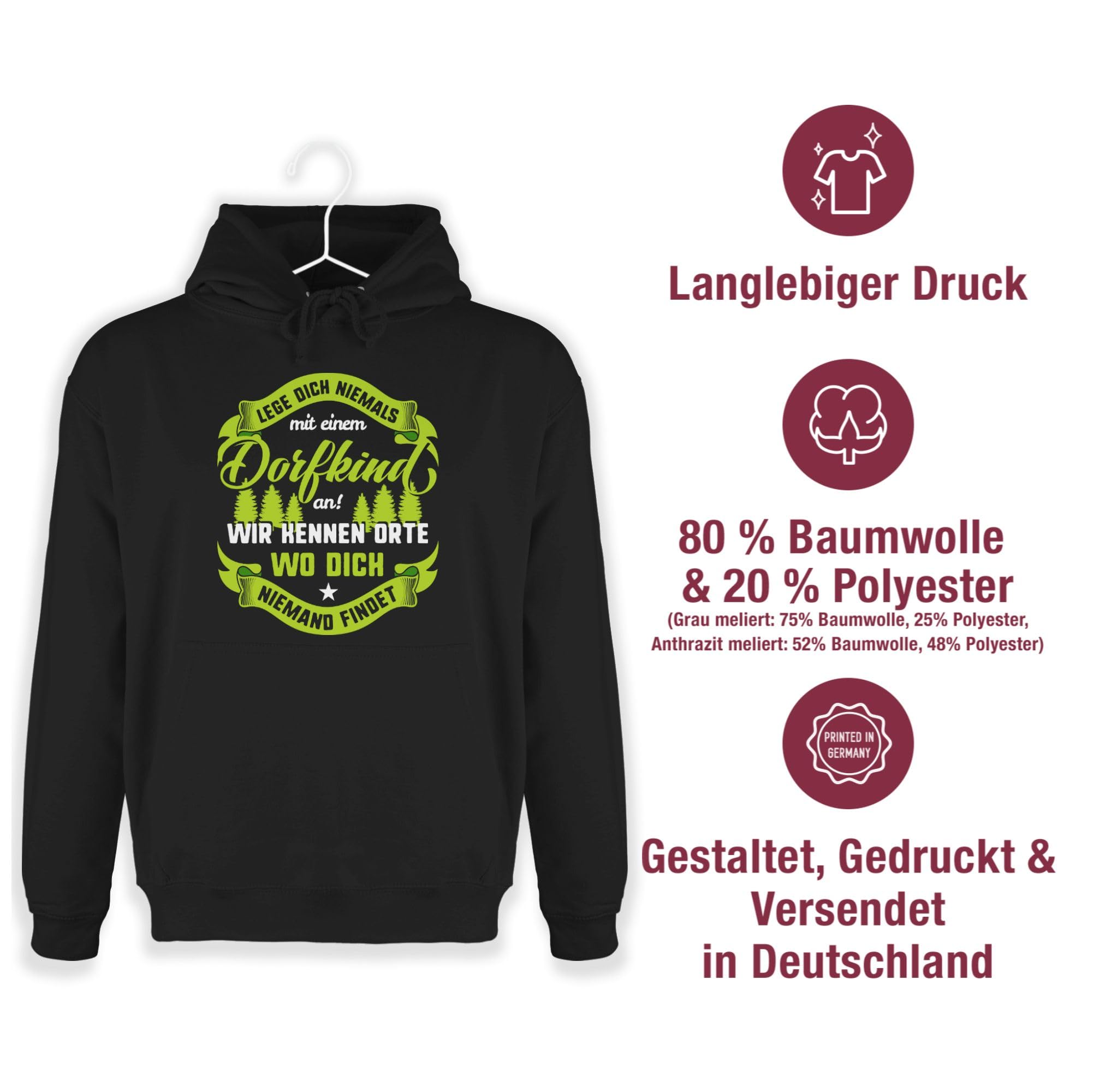 Shirtracer - Hoodie Herren Pullover Männer - Sprüche Statement Spruch - Lege Dich nie mit einem Dorfkind an V2