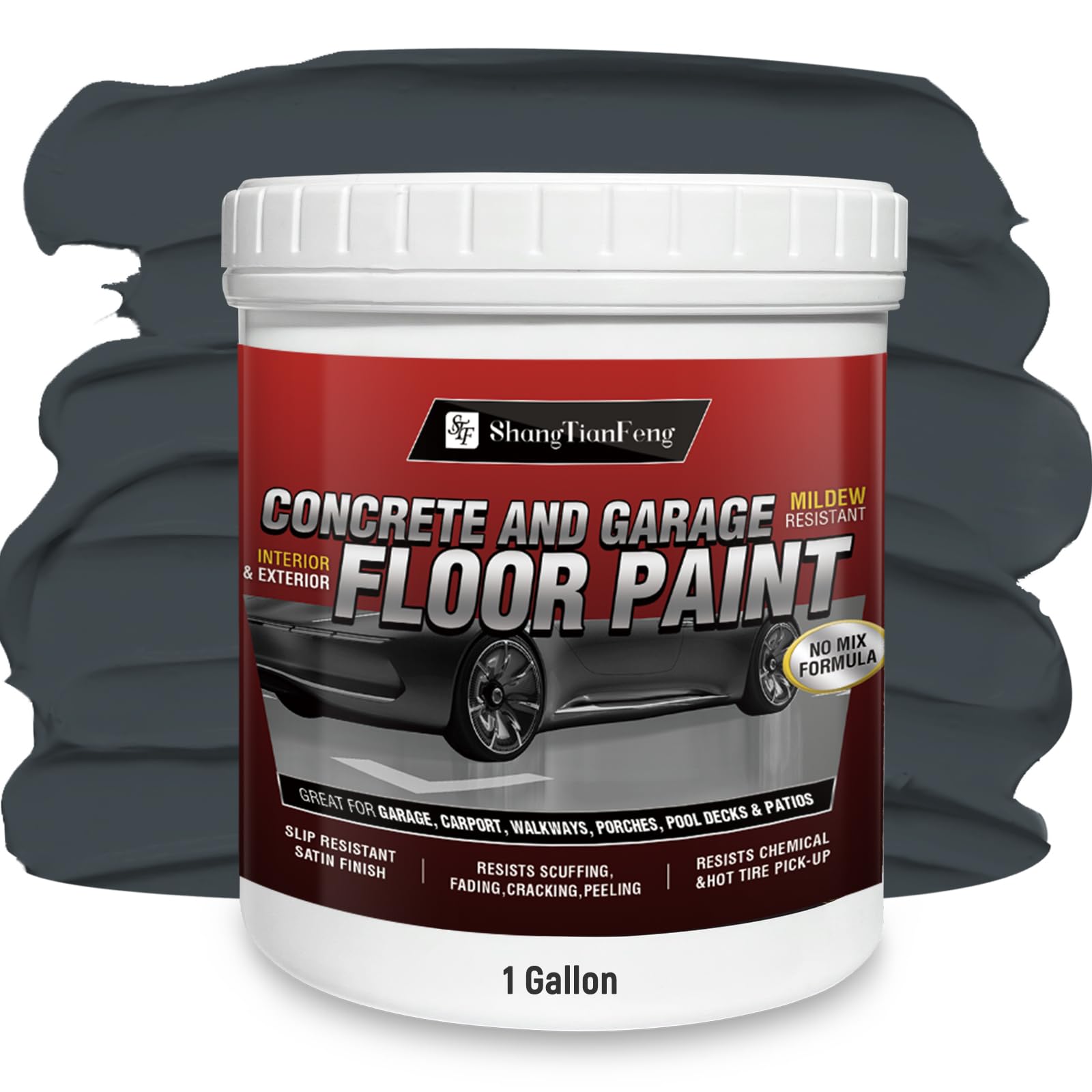 Professional Floor Paint Kit (1 Gallon,3.79kg) - Dark gray Acrylic Concrete Coating for Garages &amp; Basements | Single Component Formula | Scratch Resistant &amp; Low VOC | Ready-to-Use