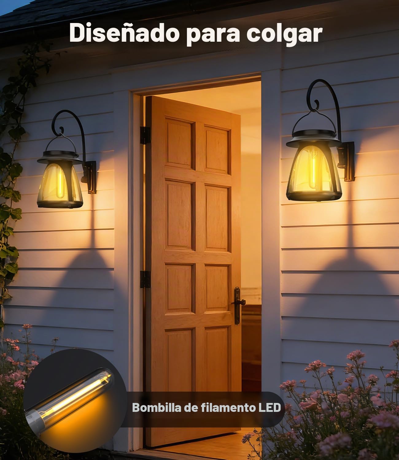 Luces Solares Exterior Suelo 2 Piezas, Luces Tradicionales de Tungsteno Blanco Cálido de 2700K, IP65 Impermeable Luz Solar Exterior Jardin para Patio, Calzada, Césped, Camino, Terraza
