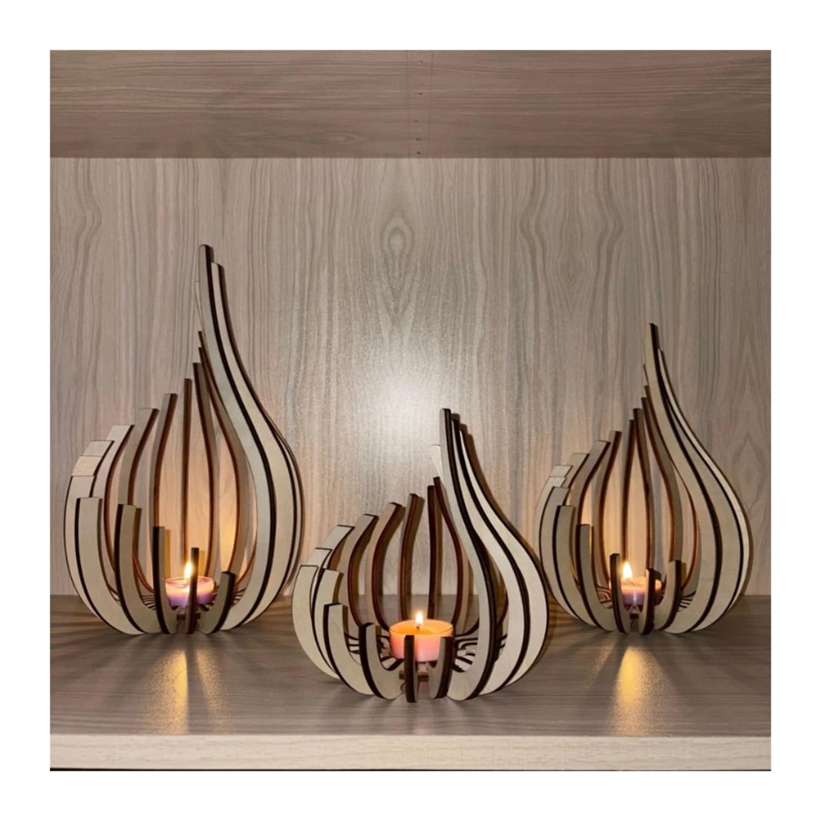 Portavelas de Madera Portavelas Hecho a Mano con Obras de Arte Madera. Decoración navideña/de Escritorio, decoración romántica for Cena a la luz Las Velas