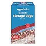Amazon Basics Slider Quart Food Storage Bags, BPA Free, 120 Count (Previously Solimo)