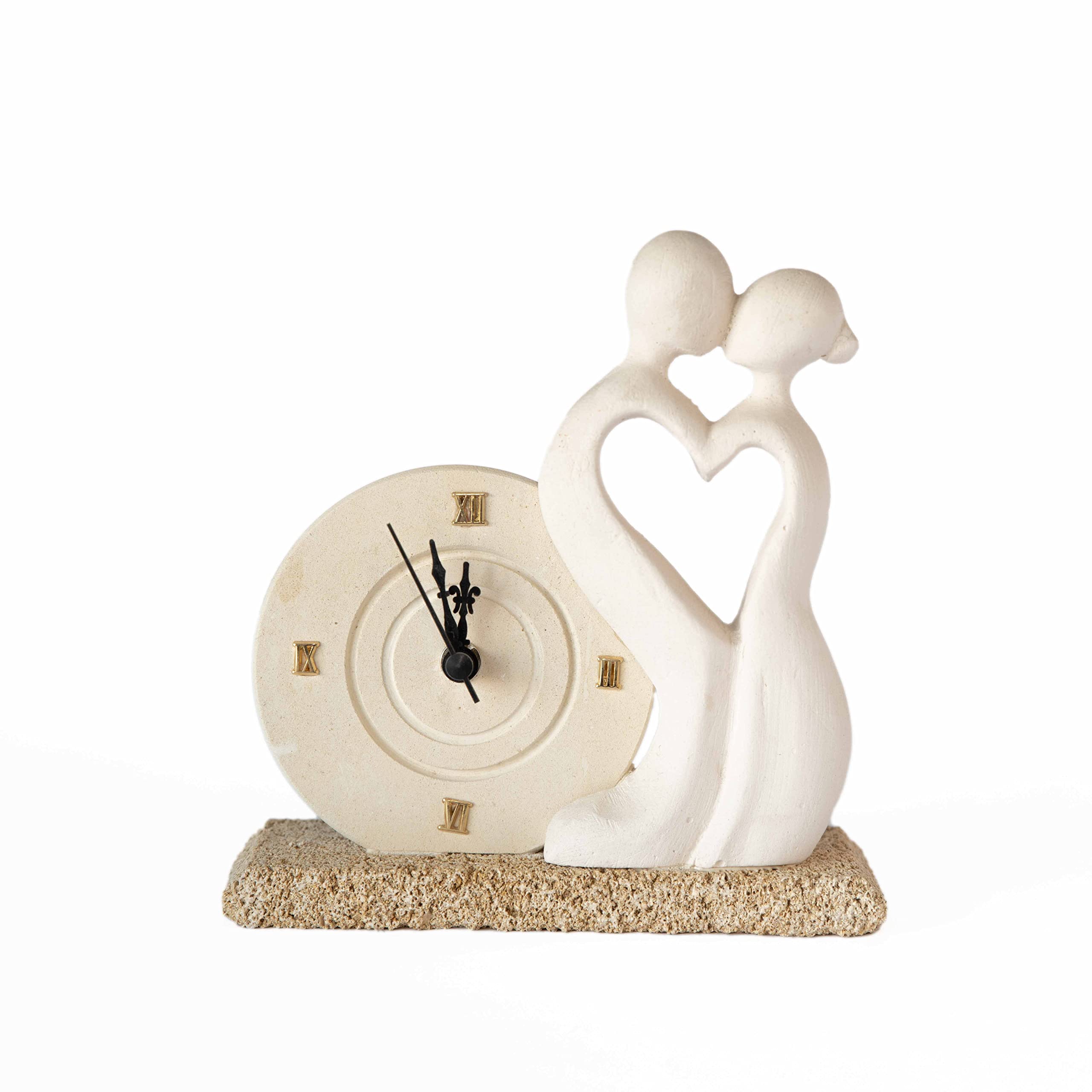 Orologio Da Parete In Pietra Leccese - Artigianato Salentino, Bomboniera Elegante 19x19cm - Foto 2