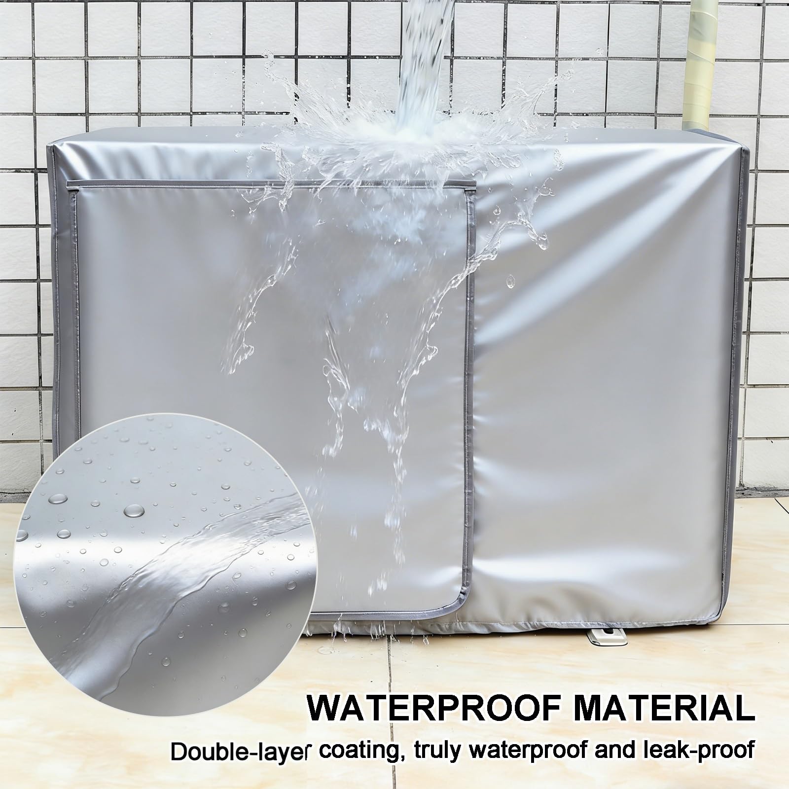 Funda impermeable para aire acondicionado exterior, tela de buey 600D con revestimiento de PVC para una protección completa, se adapta a la mayoría de unidades de aire acondicionado (azul, 32,5 x 55 x