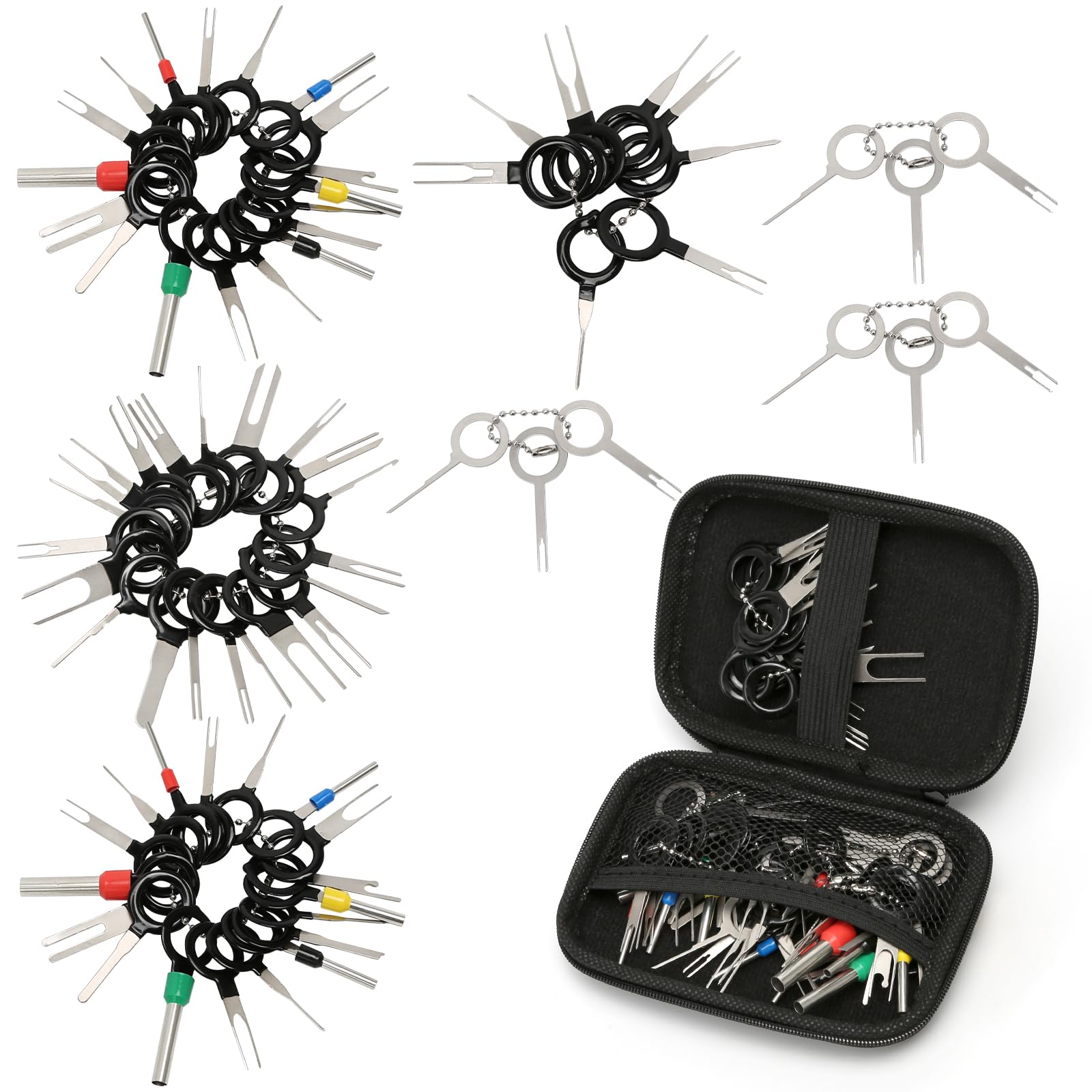 73 Pezzi Strumenti di Rimozione Terminale, Kit Estrattore di Pin Connettori per Auto Professionale, Set Rimozione Connettori Elettrici per Cablaggi con Estrazione Fili Non Distruttiva
