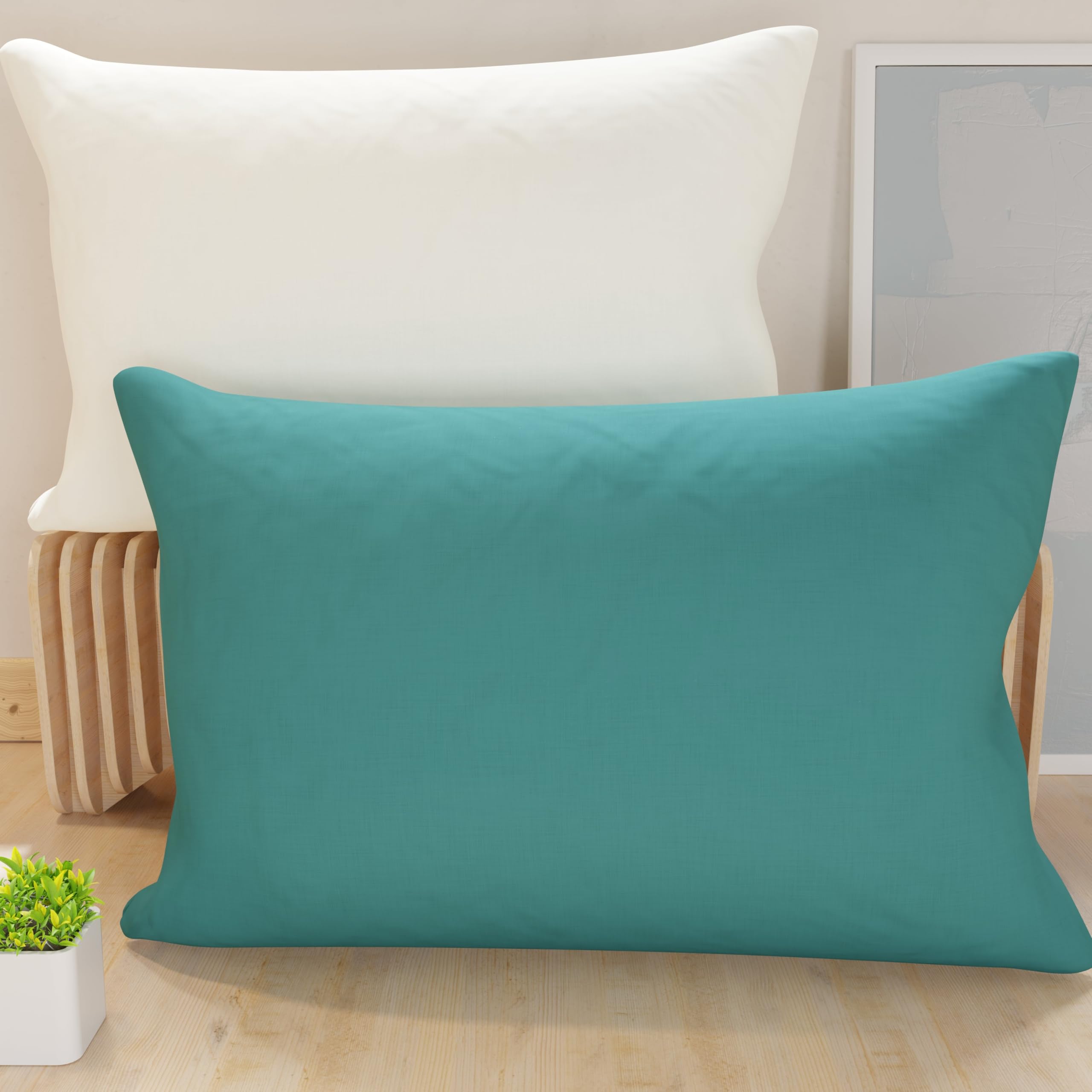 PETTI Artigiani Italiani - Pair of Pillow Cases 70 x 50 cm in Microfibre, Cushions Bedroom Furniture, Sofa, Set of 2 Cushion Covers, Double Sided Pillowcase Tiffany White โ image 1
