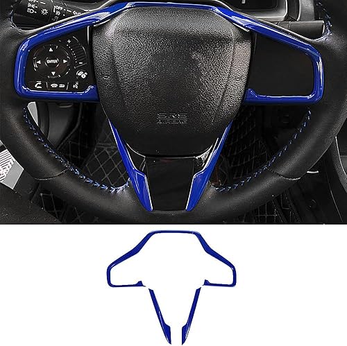 Adhesivo decorativo para volante de automóvil, ABS, color azul, para Honda 10 generación Civic 2016 2017 2018 2019 2020 2021