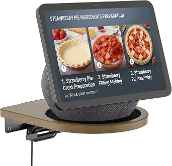 Aiweiwa Wooden Wall Shelf for Echo Show 11/Echo Show 8 4th Gen/Echo Show 10 3rd Gen Mount, Smart Display Wall Mount with Cable Management, Supports Up to 15 Lbs, 1 Pack