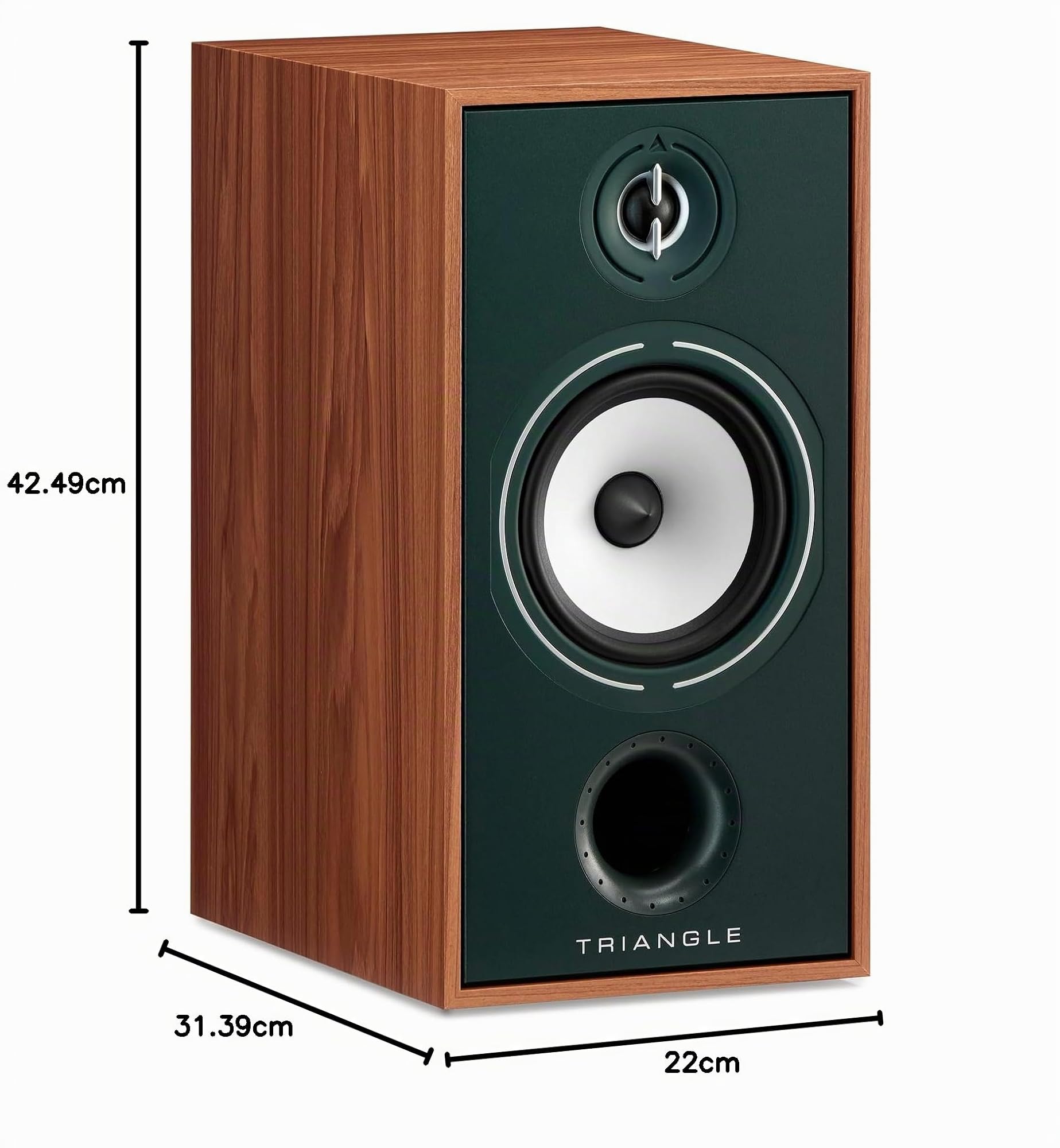 TRIANGLE – Hi-Fi-Regallautsprecher BOREA BR04 – Zulässige Leistung 110W – Wirkungsgrad 90 dB/W/m – Vielseitig für Musik und Heimkino – 206 x 380 x 314 mm – Grün (Paar)