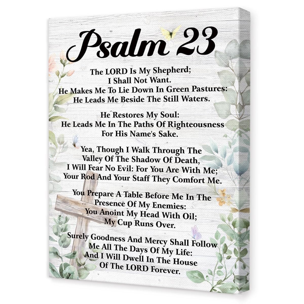 KCDFDVJFBM Inspirational Christian Decor Psalm 23 The Lord is My Shepherd Bible Verse Wall-Art Canvas Print for Home and Church(Unframed,08x12inch(20x30cm))