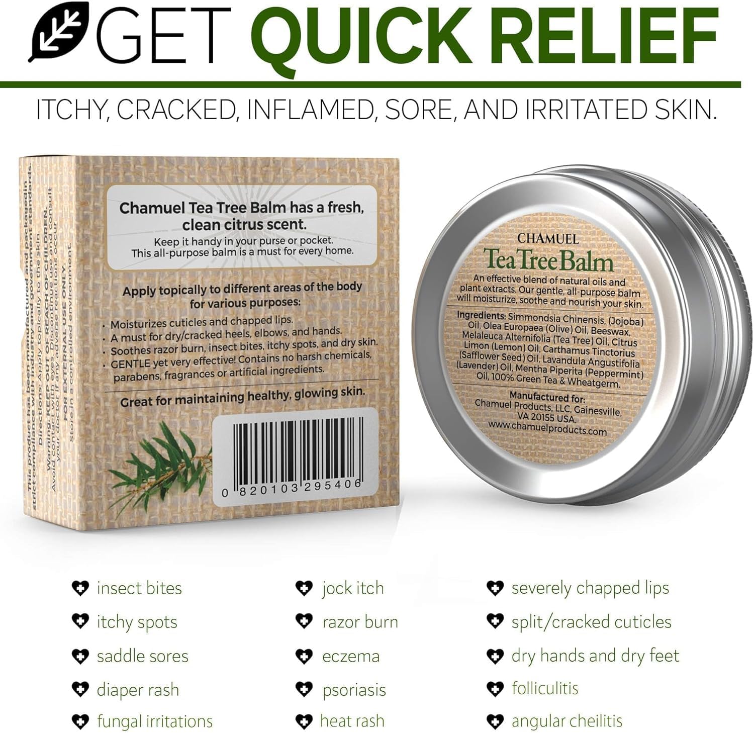 Tea Tree Oil Balm, Itchy Skin Relief for Soothing Rashes, Jock Itch, Athlete’s Foot, Folliculitis, Bug Bites. Natural Formula for Dry Sensitive Skin | Safe for All Ages 1pack - Image 9