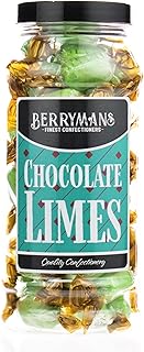 Original Chocolate Limes Choc Retro Sweets Gift Jar By Berrymans Sweet Shop - Classic Sweets, Traditional Taste.