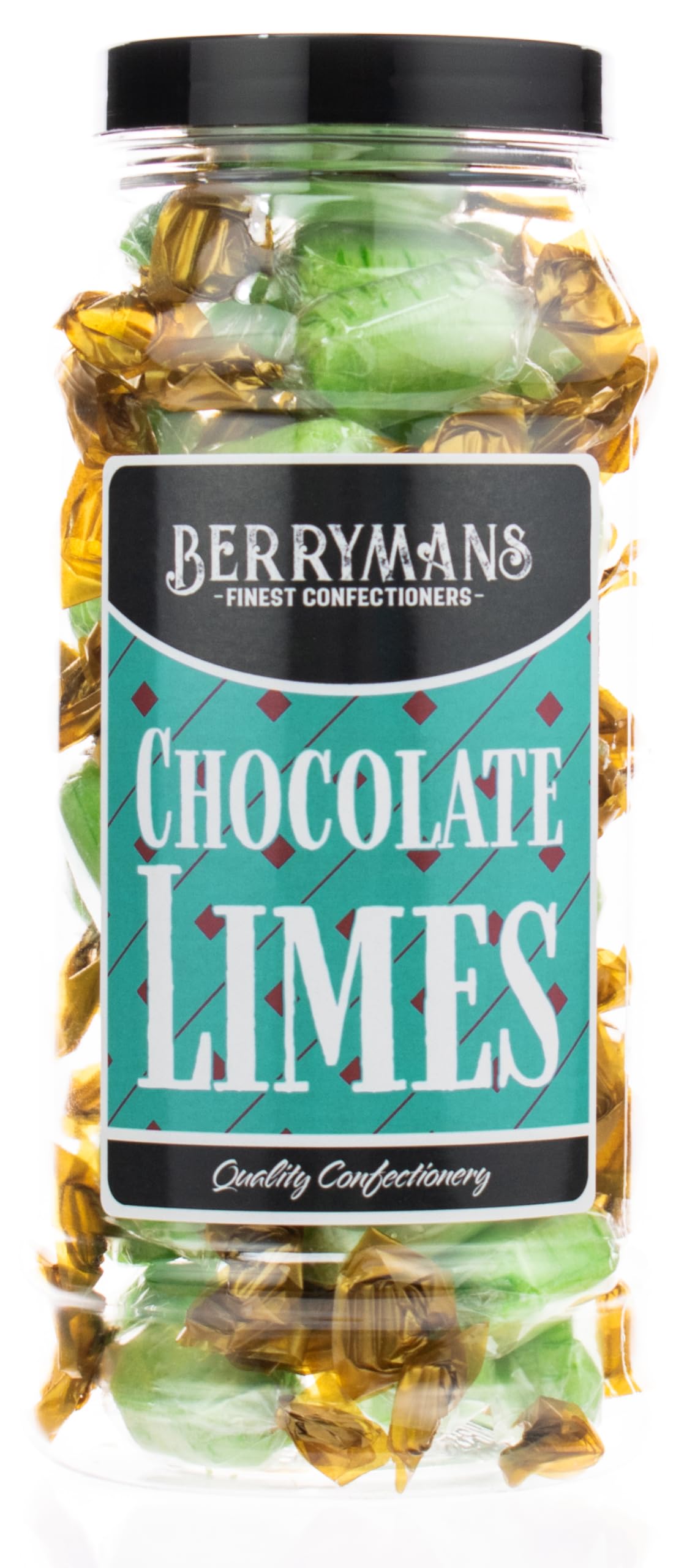 Original Chocolate Limes Choc Retro Sweets Gift Jar By Berrymans Sweet Shop - Classic Sweets, Traditional Taste.