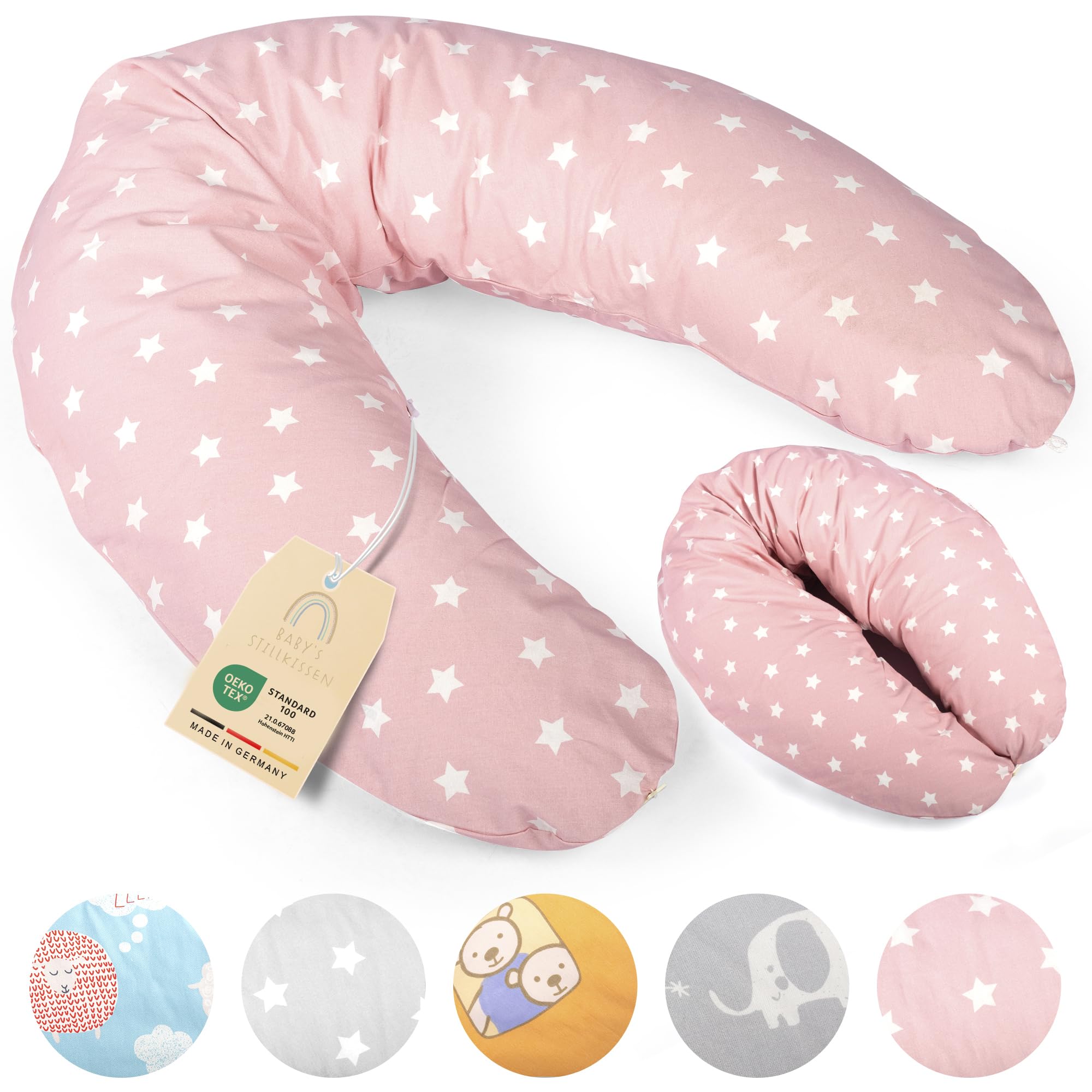 Baby's Stillkissen XXL - 190cm Schwangerschaftskissen mit Bezug - Geprüftes Schwangerschaft Kissen für Baby & Erwachsene - Kuscheliges Stillkissen Seitenschläferkissen & Lagerungskissen Erwachsene