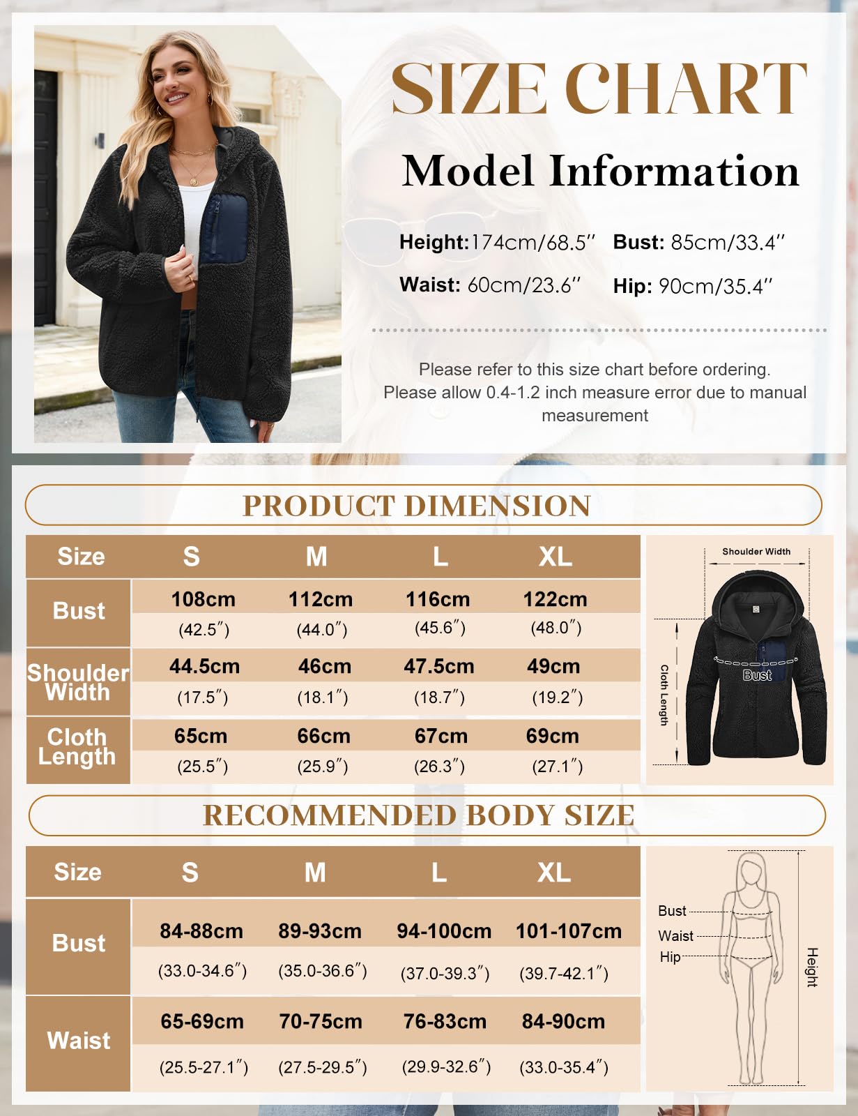 Tuopuda Sweat Femme en Polaire Sweat à Capuche Chaude Casual Hoodie Zippé Manche Longue Manteau Automne Hiver Streetwear Sweatshirts avec Poche