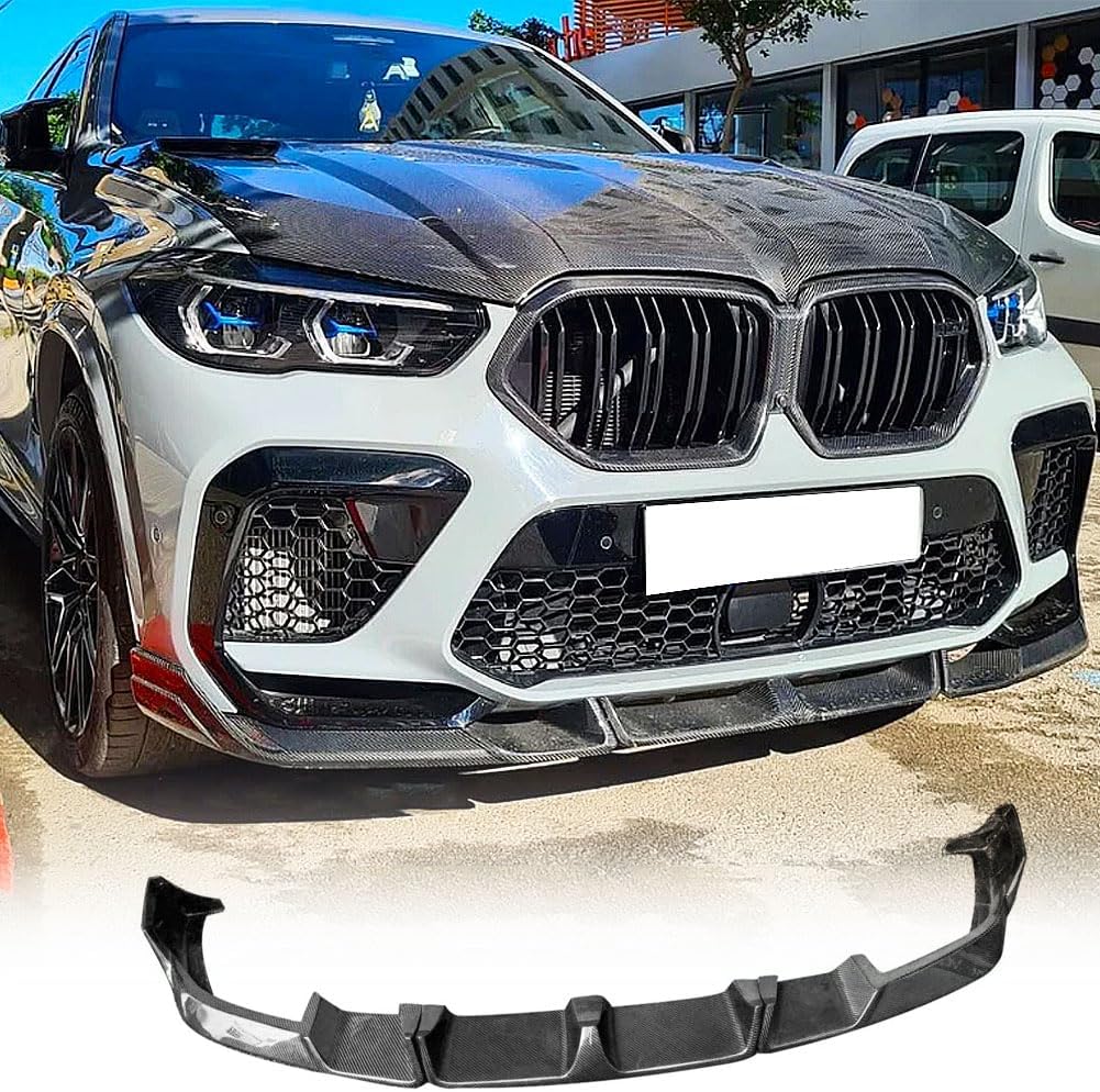 Real Carbon Fiber Front Lip fits for BMW X6M F96 2019-2023 Front Bumper Lip Chin Spoiler Splitters Canards Protector Body Kits Factory Outlet Air Dam 3PCS