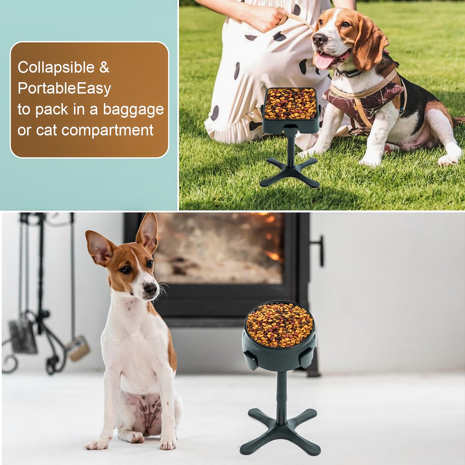 ALILEWAY - Paquete de 2 soportes elevados para cuencos para perros, ancho ajustable en altura, soportes elevados para cuencos para perros, cuencos de alimentación para mooost, almohadillas