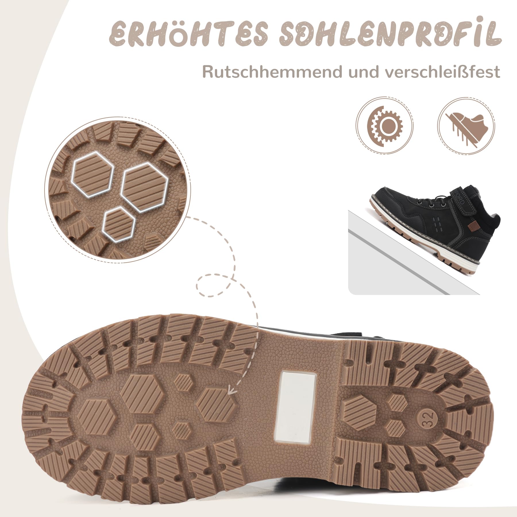 Kinder Winterstiefel Gefüttert Winterschuhe Rutschfest Mädchen Jungen Schneestiefel