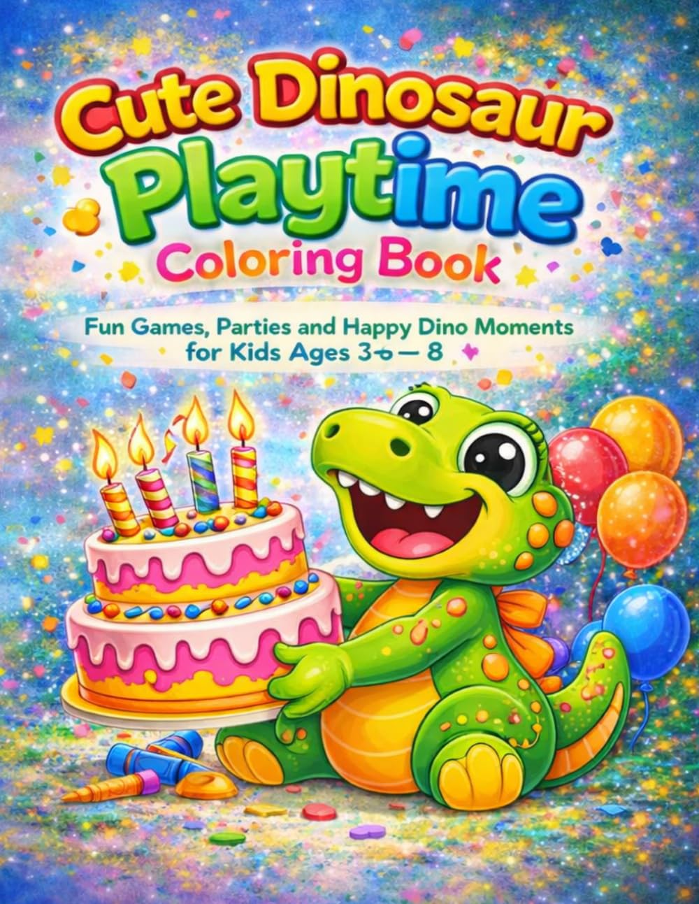 Cute Dinosaur Playtime Coloring Book for Kids Ages 3-8: Adorable Dino Games, Fun Play Scenes and Easy Coloring Pages with Big Bold Lines for Boys and Girls (Dinosaur Coloring Books for Kids)