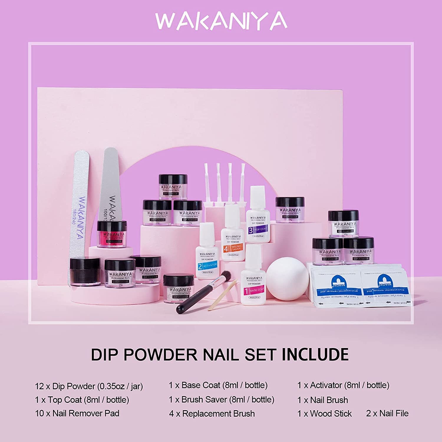 Kit de inicio de polvo para inmersión de 12 colores, kit de herramientas, polvo de inmersión de brillo desnudo blanco transparente para kit de manicura de arte de uñas francés