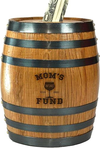 Thousand Oaks Barrel Co. - Hucha de madera hecha a mano para vino, de roble para adultos, ahorro de dinero para dinero real, billetes y monedas,