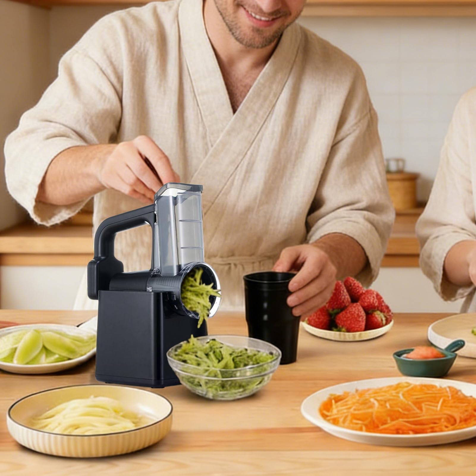 Picador De Verduras Utensilios De Cocina Automáticos Recargables | Rebanador Y Picador De Verduras Y Alimentos Para Pepino Zanahoria Ajo Y Ensalada En Cocina Doméstica