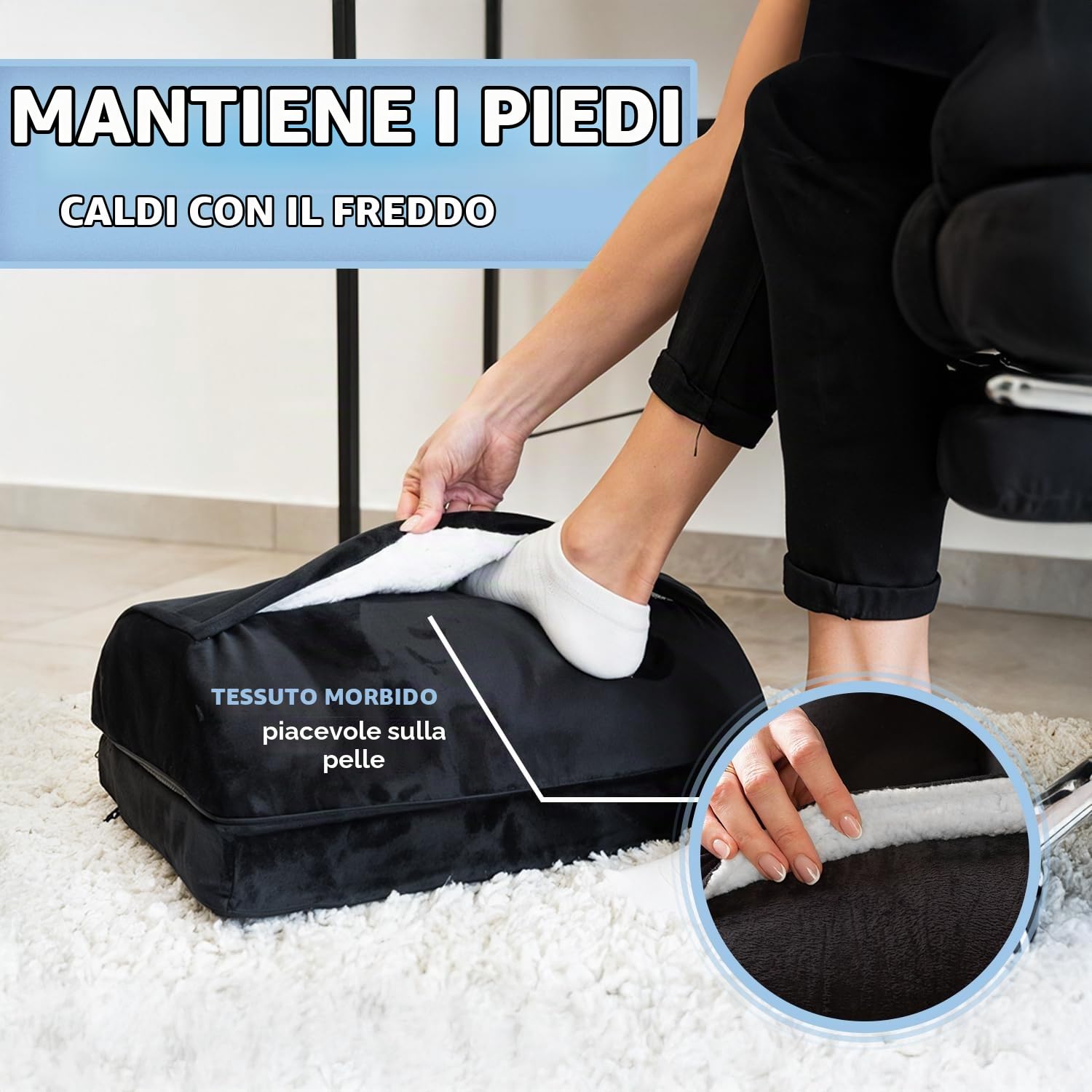 Björn&Schiller poggiapiedi ergonomico sottoscrivania regolabile in altezza con tasca riscaldante, cuscino ortopedico per ufficio e home office
