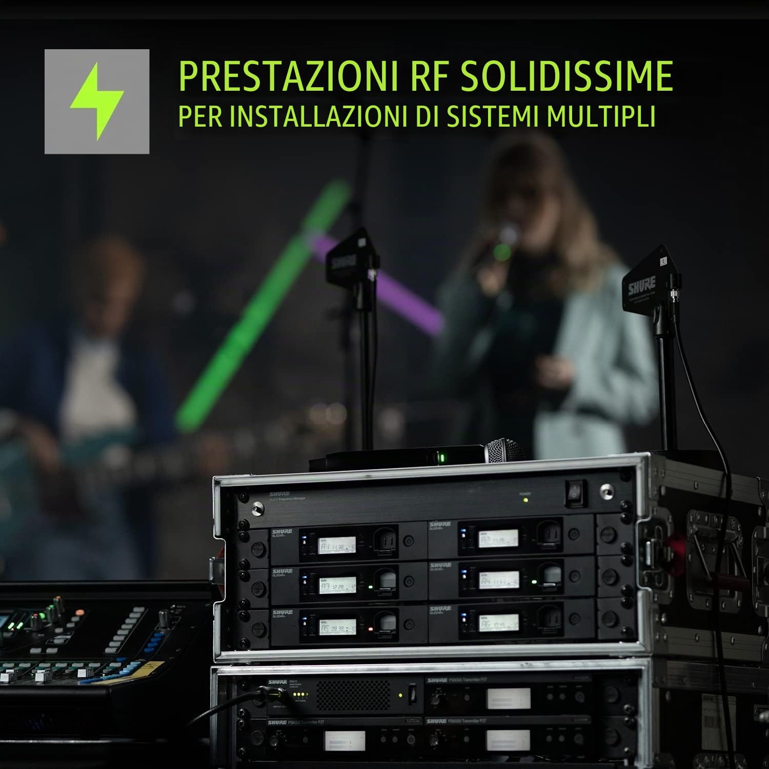 Shure GLXD16+ Dual Band Pro Digital Wireless System - Perfetto per chitarra e basso - Durata della batteria 12 ore, portata 30,5 m | Include cavo WA305 Premium per chitarra con jack da 6,35 mm e