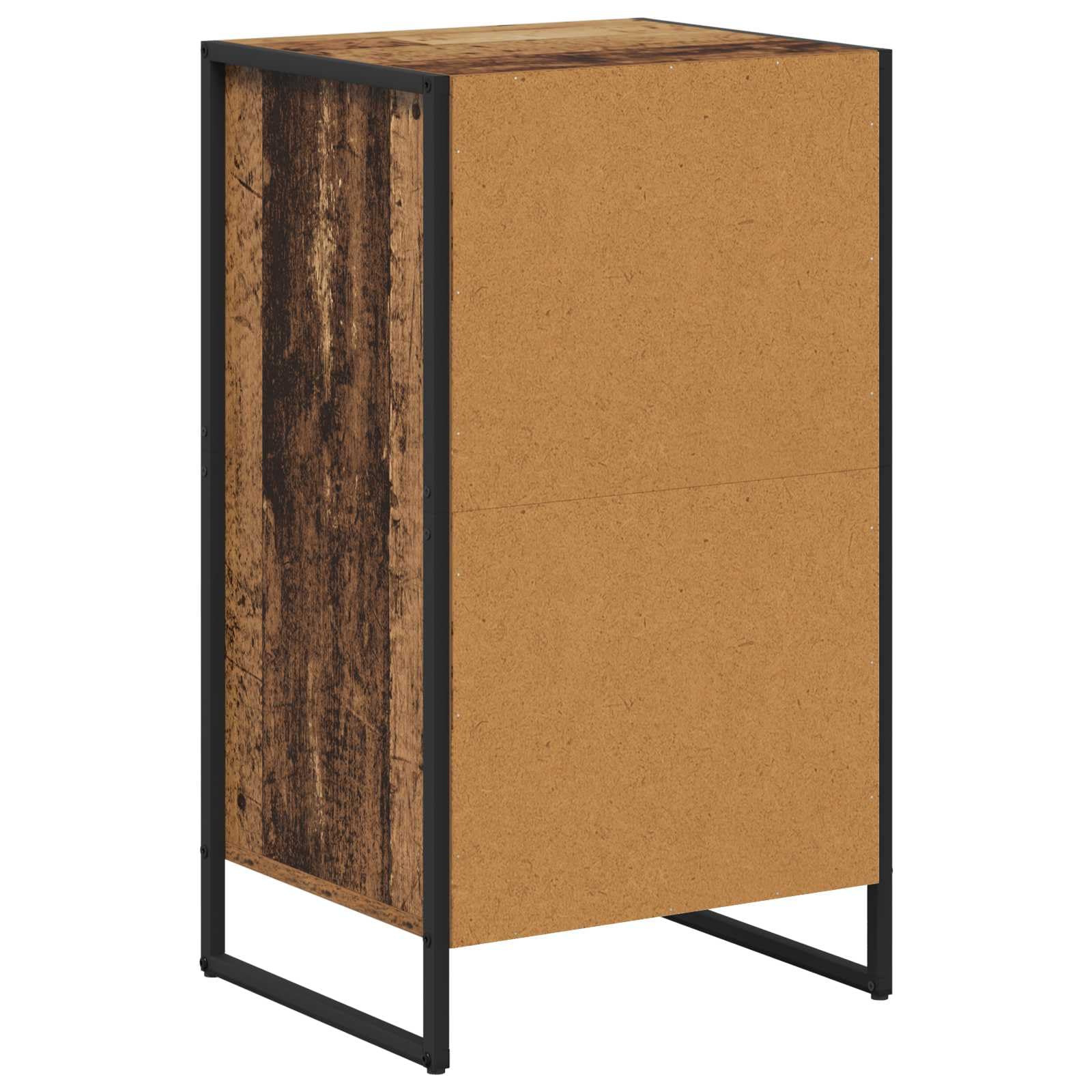 Sideboard Altholz 42 x 36 x 75,5 cm Holzwerkstoff mit Schublade, Industrie-Design Schrank für Wohnzimmer, Schlafzimmer, robuste Stahlbeine, viel Stauraum für Bücher und Dekoration, moderne Wohnidee