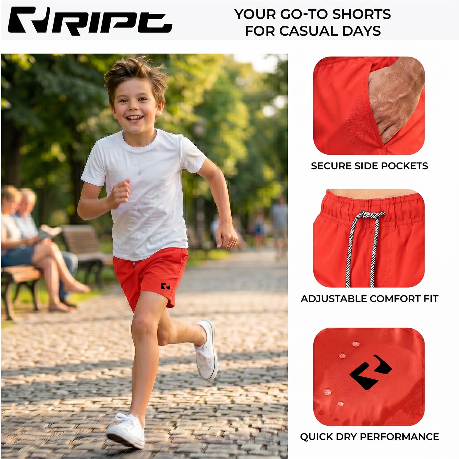 RIPT Boy's Quick Dry Uv 50 Sun Protection Peach Finish Swimming Swim Shorts Trunks (Pack of 1) — view 5