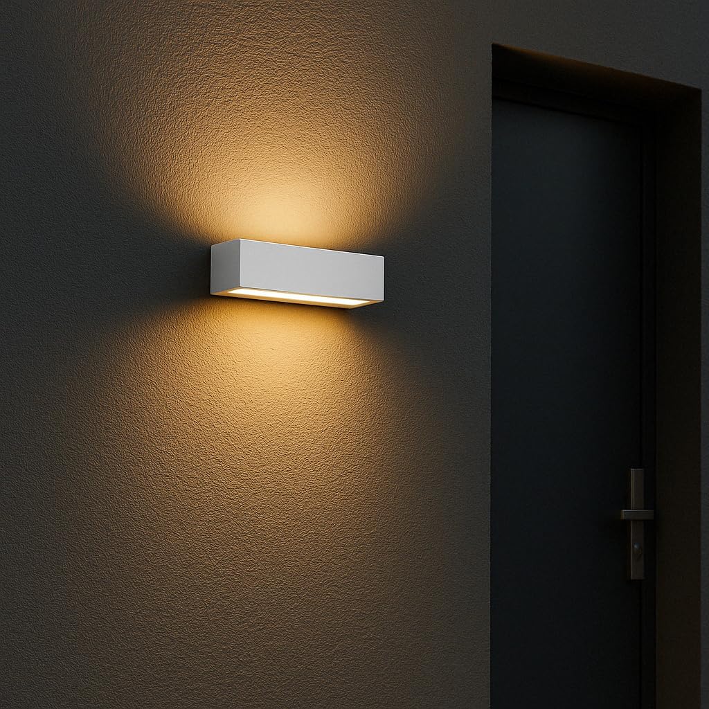 Applique LED da Esterno IP65 Biemissione Up&Down 14W con Selettore Colore, 1100 Lumen, Luce Calda Naturale Fredda, Alluminio, per Facciata (Bianco)