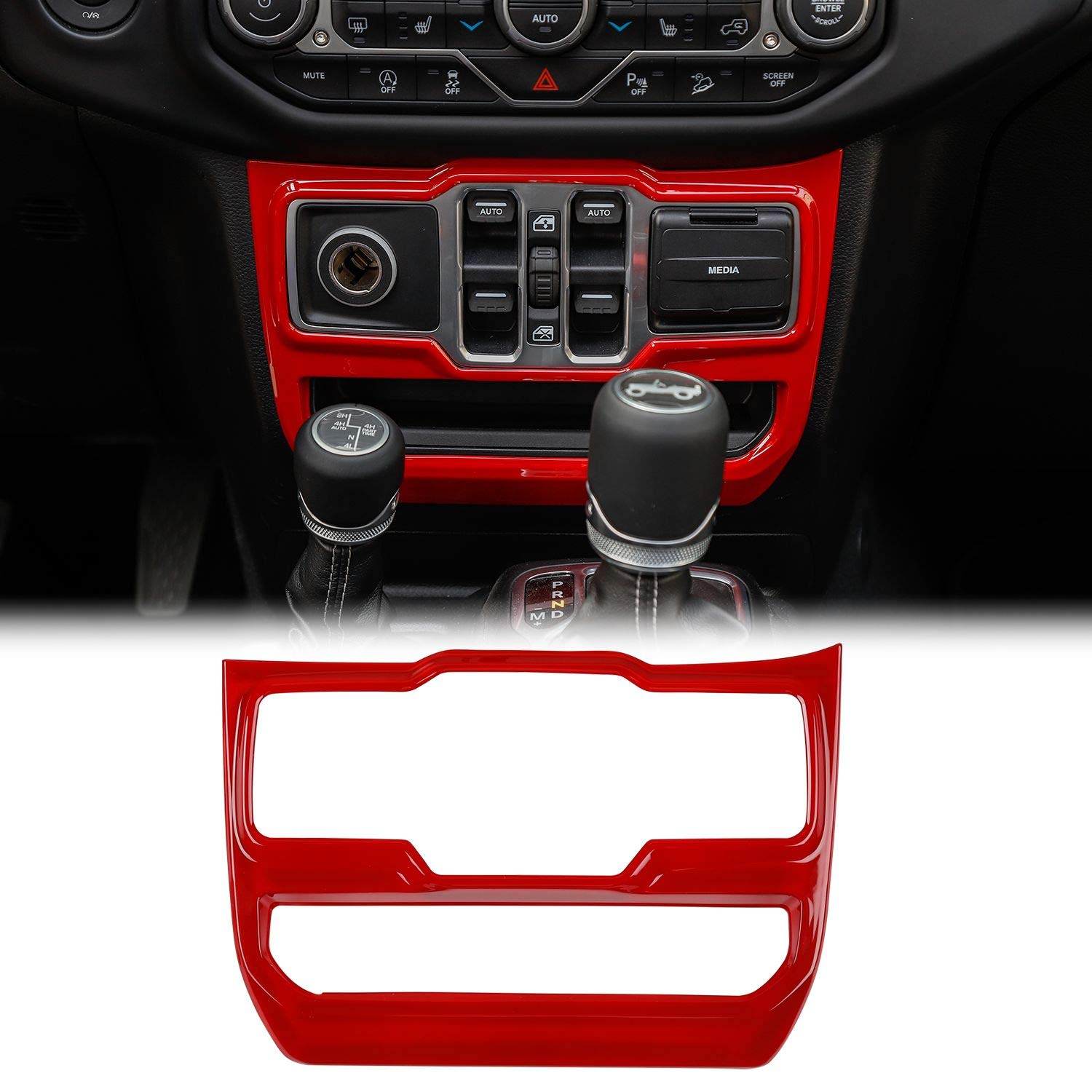 JeCarWindow Control Panel Trim Cover Interior Decoration Accessories for 2018-2022 Jeep Wrangler JL JLU & 2020-2022 Gladiator JT, Red
