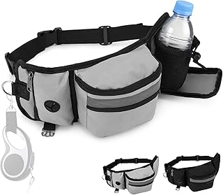 Dog Walking Fanny Pack with Bottle Holder, Adjustable Waterproof Pet Fanny Pack, Multifunctional Bag for Hiking, Running and Cycling, Lightweight Breathable Design