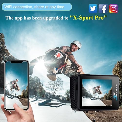 Miniatura 2 de Action Camera 4K WiFi Waterproof Camera 4*Zoom 170 ã Ultra Wide Angle 131FT(40m) Waterproof Underwater Camera with 2X 1350mAh Batteries and 4K