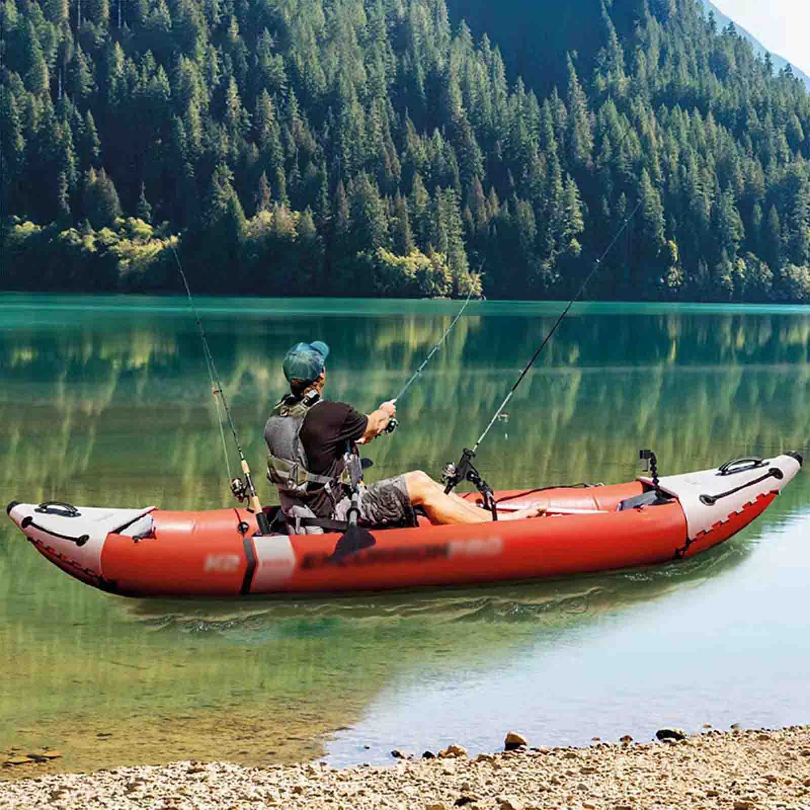 FJAUOQ Canoë Gonflable 2 Personnes Bateau d'assaut Bateau Pneumatique en Caoutchouc Bateau Gonflable Bateau De PêChe Fond Dur Kayak Bateau pour Les Sports Nautiques Natation Plage Utilisat