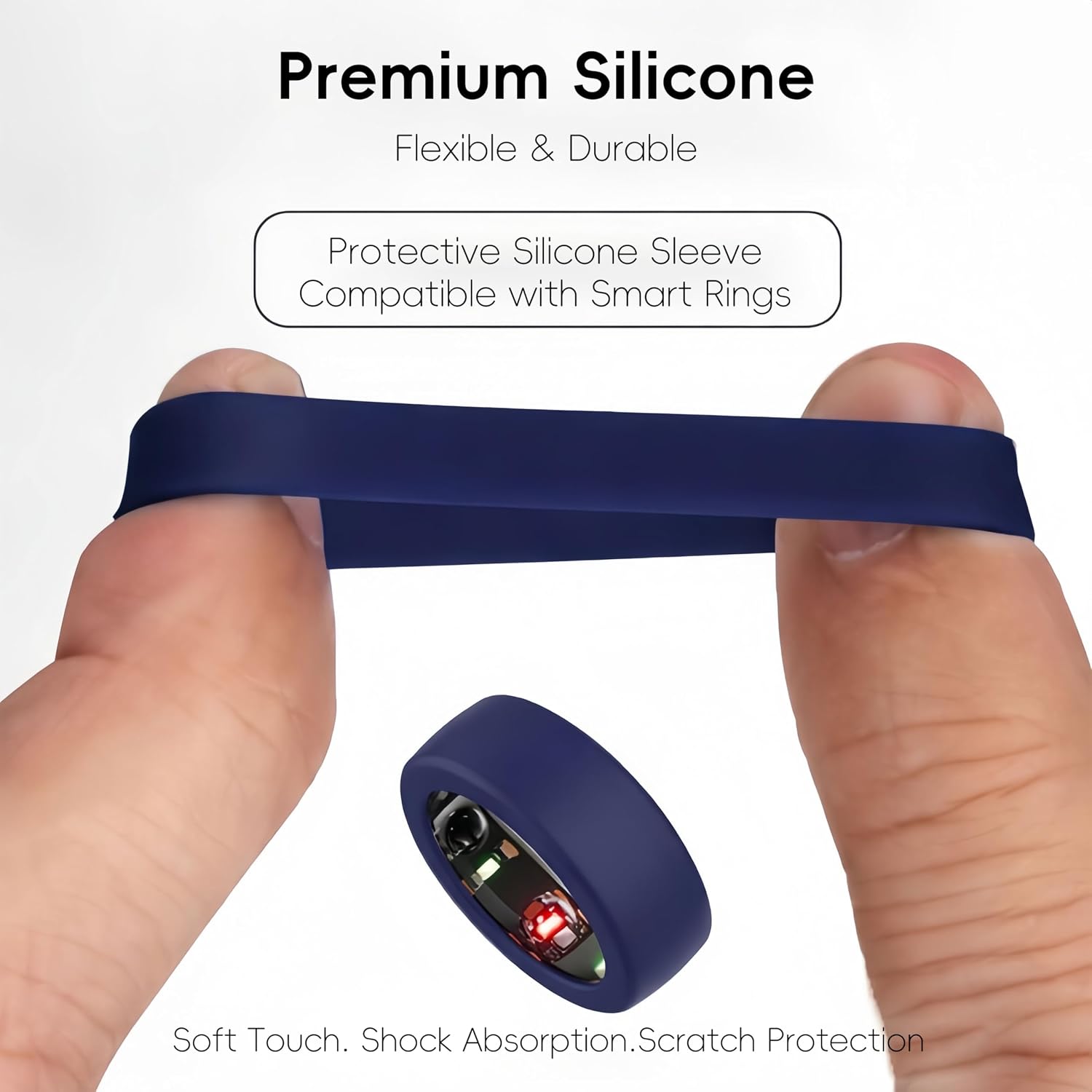 Ultra-Thin & Lightweight Silicone Ring Covers – Universal Fit (S 5–9 / M 10–13), Sports Protection, Anti-Scratch Smart Ring Protectors with Clear Storage Case (S for 5/6/7/8/9)
