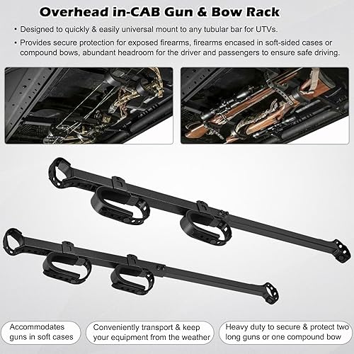 Miniatura 3 de 20079 Portaequipajes para pistola y arco para cabina, se adapta a jaulas redondas de 1.5 a 2.0 pulgadas y tubos perfilados, compatible con UTV