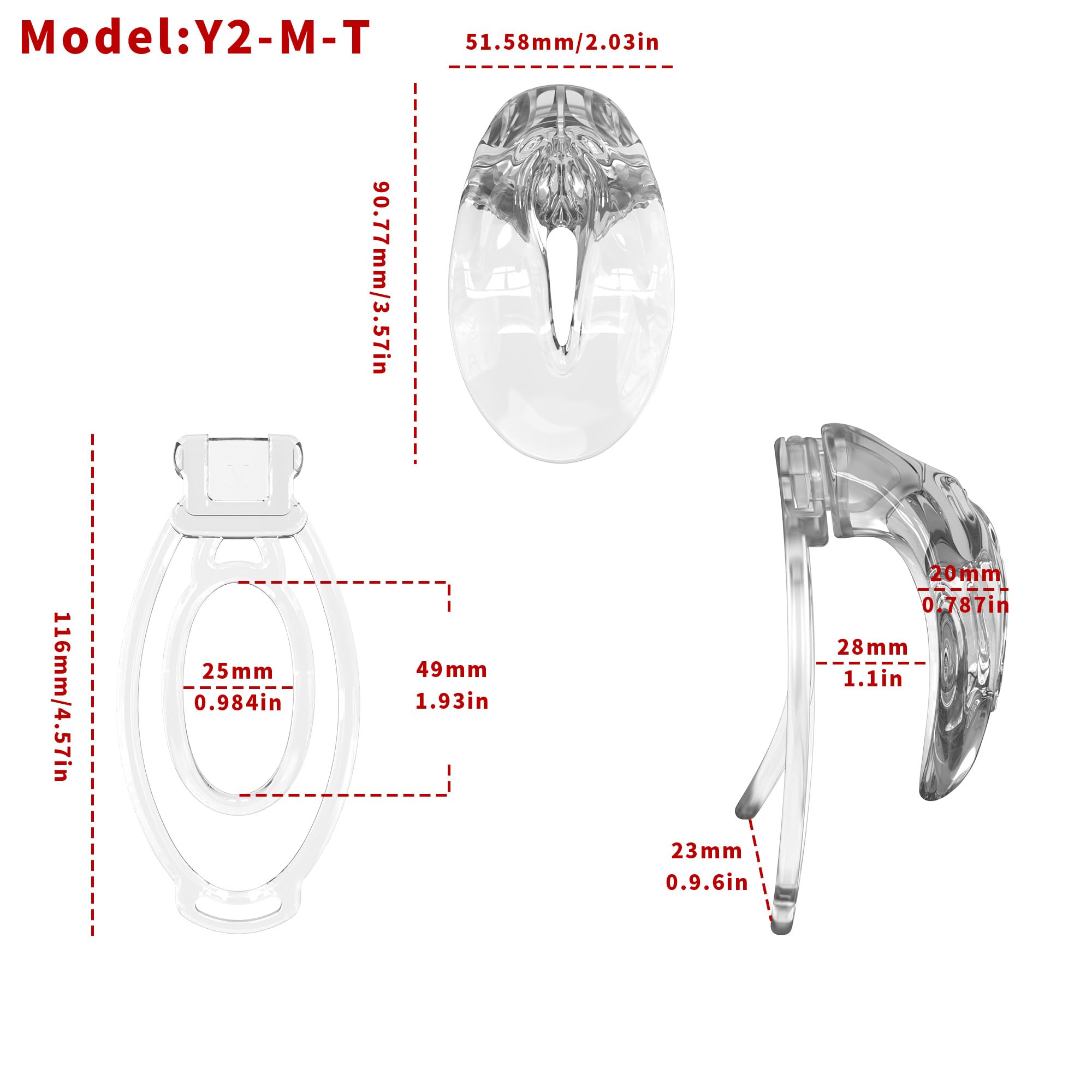 Cage de protection pour hommes, douce pour la peau, avec 3 clips, plusieurs styles disponibles-FRLZB012Y (Transparent + Transparent 3 anneaux)