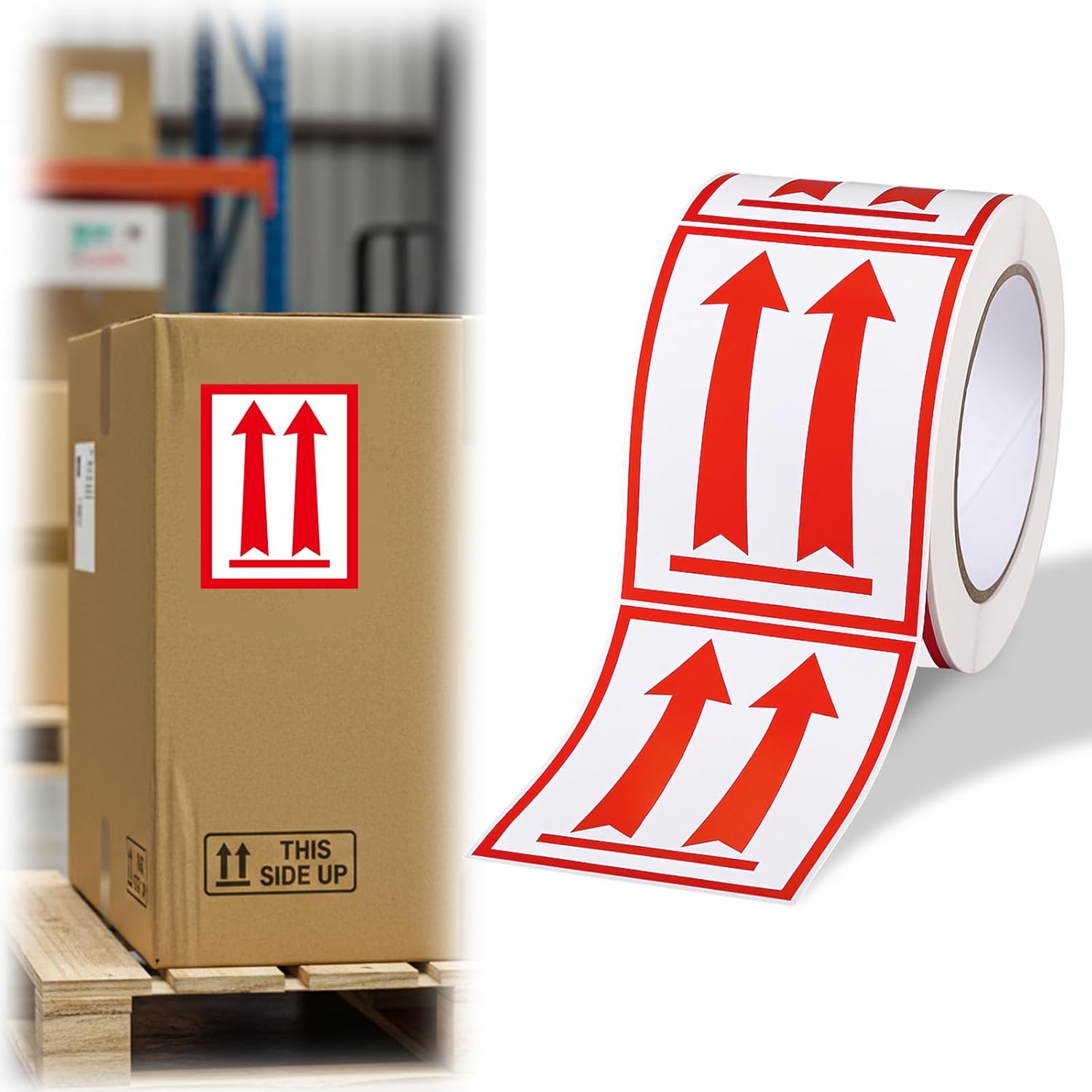 500 Pcs Arrows Up Labels - Adhesive Arrow Goods Shipping Stickers for Packages, 3 x 4 Inches (Red) - Image 4