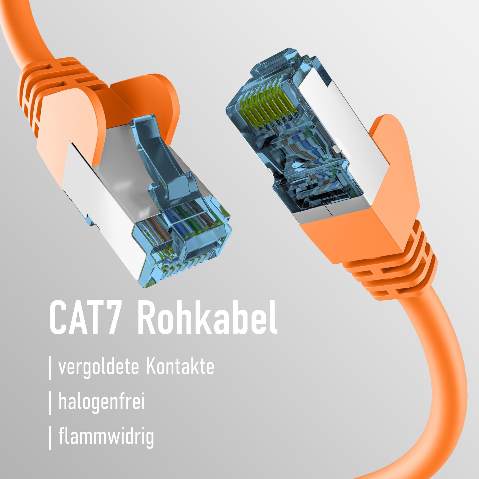 EFB-Elektronik - Câble réseau CAT. 7 jusqu'à 10 Gbit – Câble LAN 50 m Câble Ethernet Câble patch avec protection jack/anti-torsion – Connecteur RJ45, blindage S/FTP PIMF – Orange