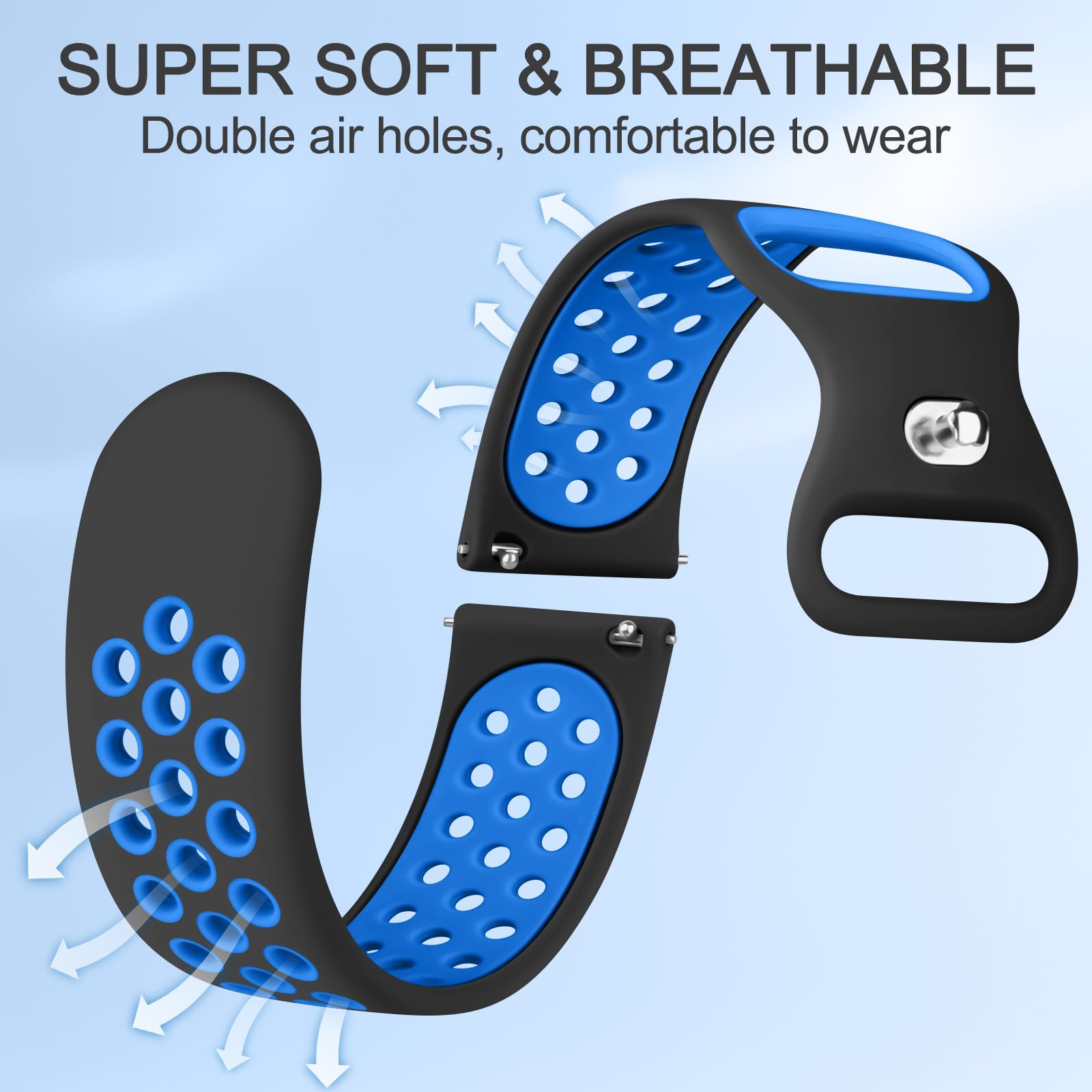 20mm Strap For Garmin Vivoactive 3/3 Music/Venu/Venu 2 Plus/sq/sq 2/ Forerunner 245/645/55, Soft Silicone Watch Band Replacement For Garmin Vivomove HR (Gray - View #7