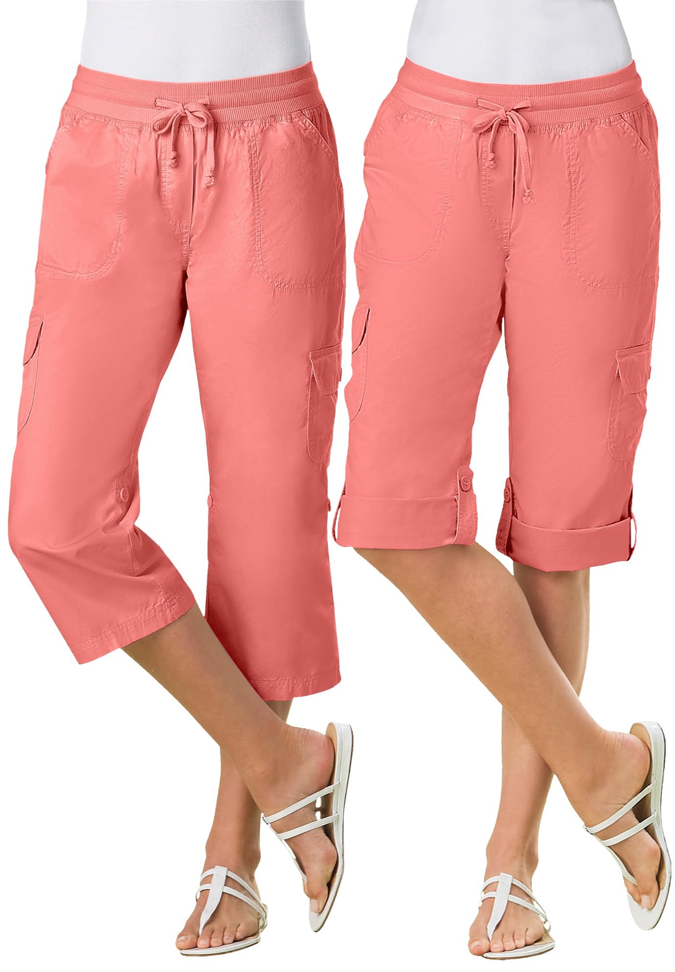 Woman Within Convertible Length Cargo Capri Bermuda