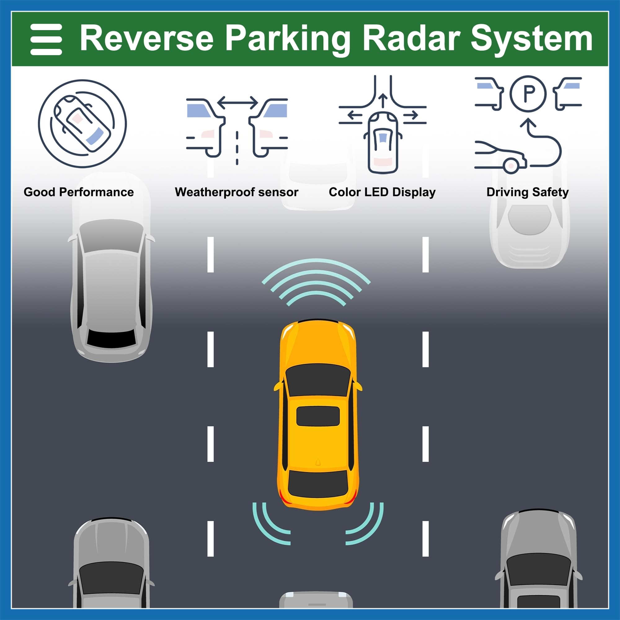 A ABSOPRO Système Universel De Radar De Recul Pour Voiture Avec Avertissement Sonore De Distance De Détection De 4 Capteurs De Stationnement rouge Remplacement d'article